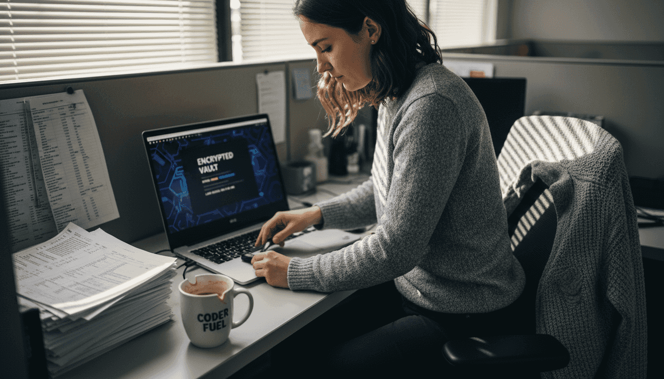 Tech worker storing API key securely