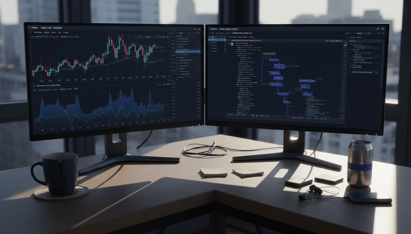 Crypto trader reviews API keys at desk