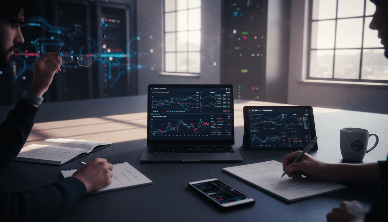 Analysts reviewing automated trading results