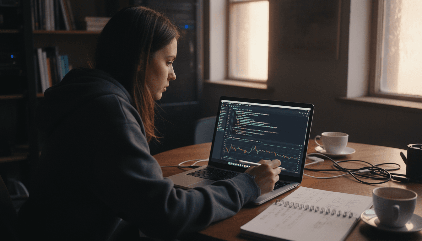 Розробник кодує алгоритм крипто-трейдингу