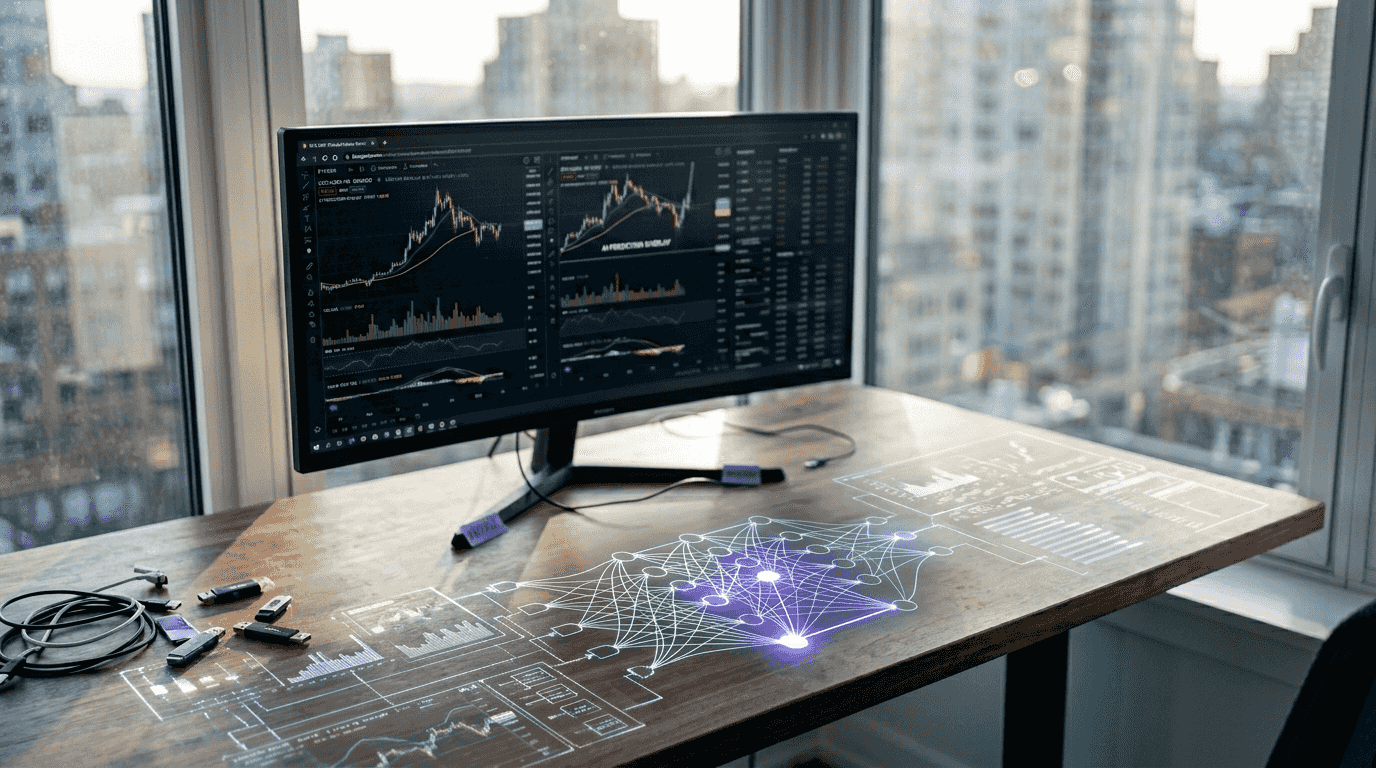Crypto trader analyzing portfolio at window desk