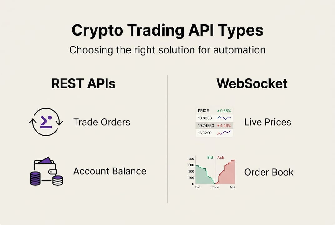 Infographic comparing crypto API solutions automation