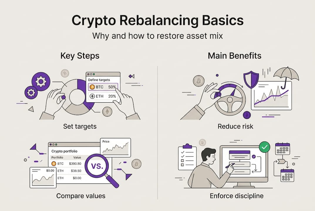 Infographic outlining crypto portfolio rebalancing