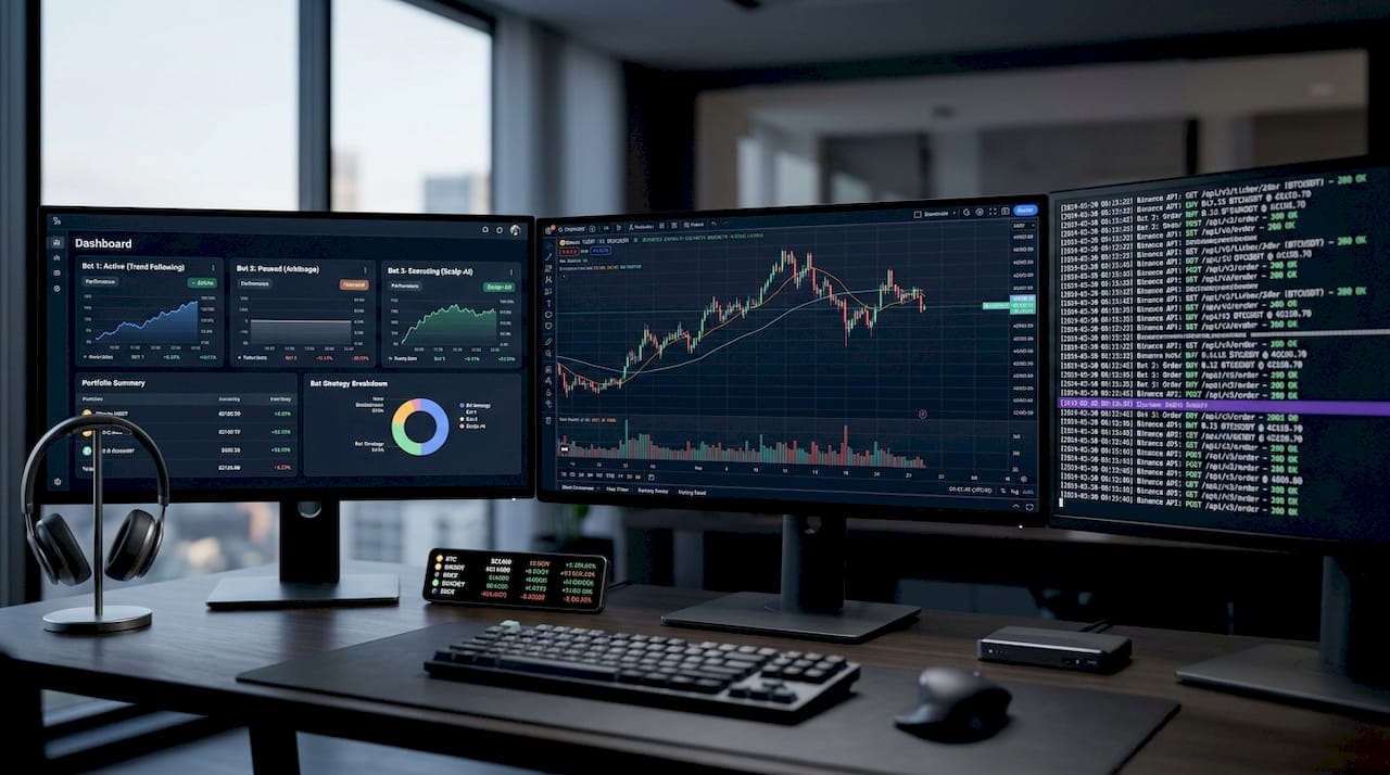 Crypto trader monitoring AI bot results