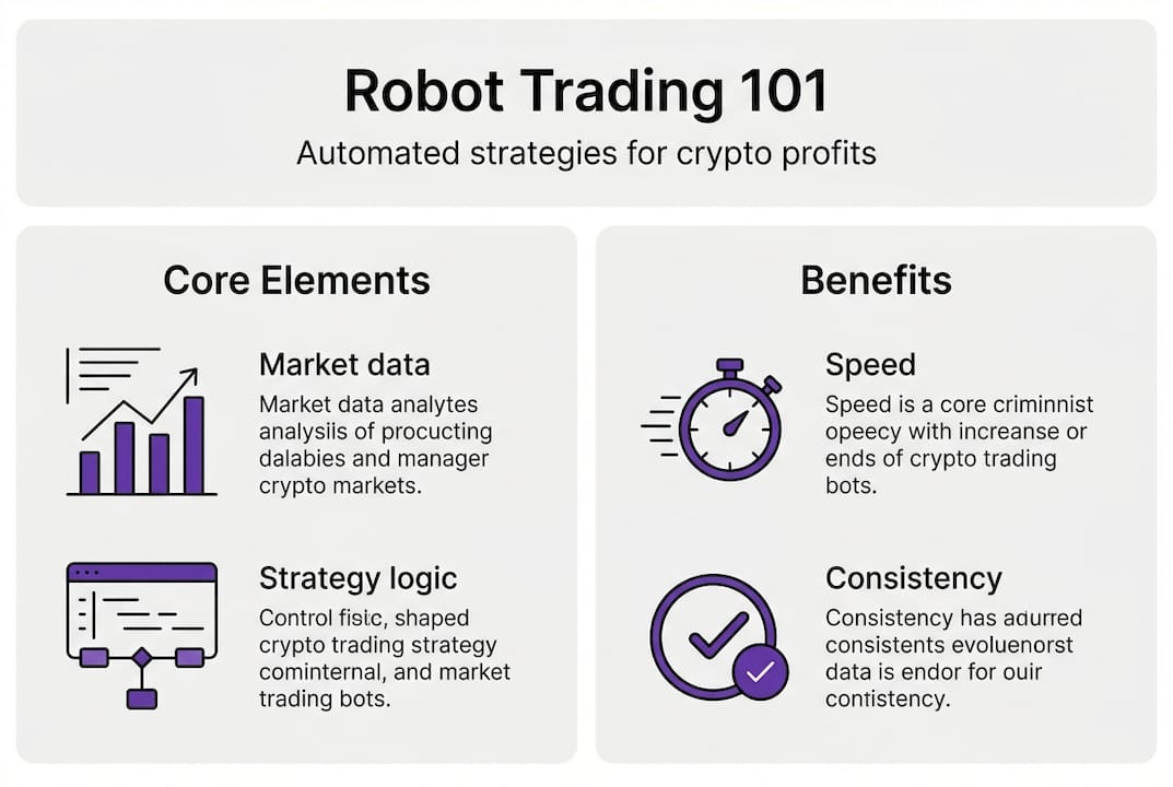 Infographic showing trading bot components and benefits