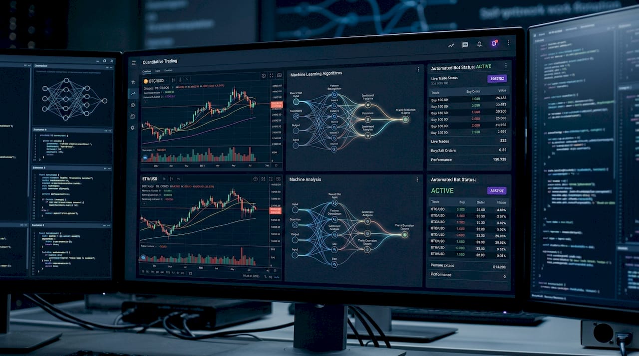 Person analyzing crypto charts in home office