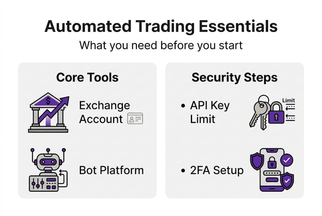 Infographic showing tools and security for trading bots