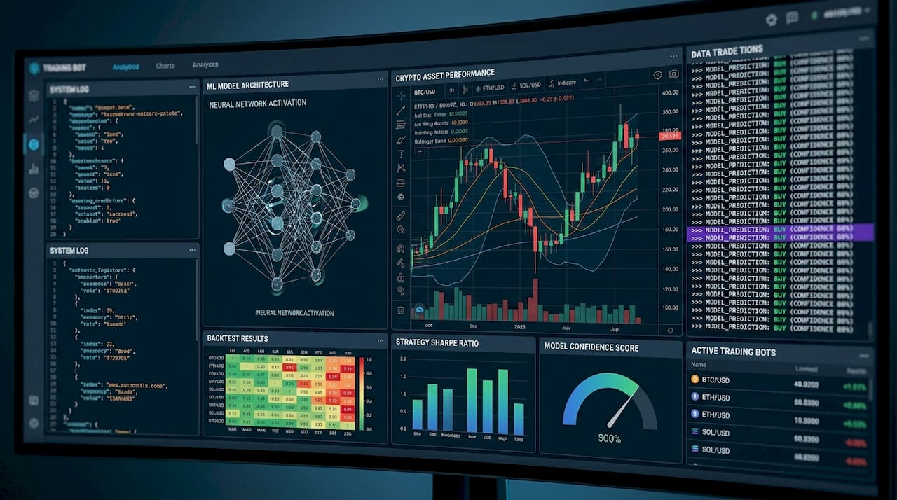 Woman running machine learning code for trading