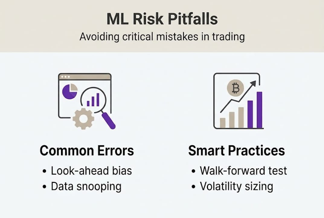 Infographic about crypto ML risk management pitfalls and tips