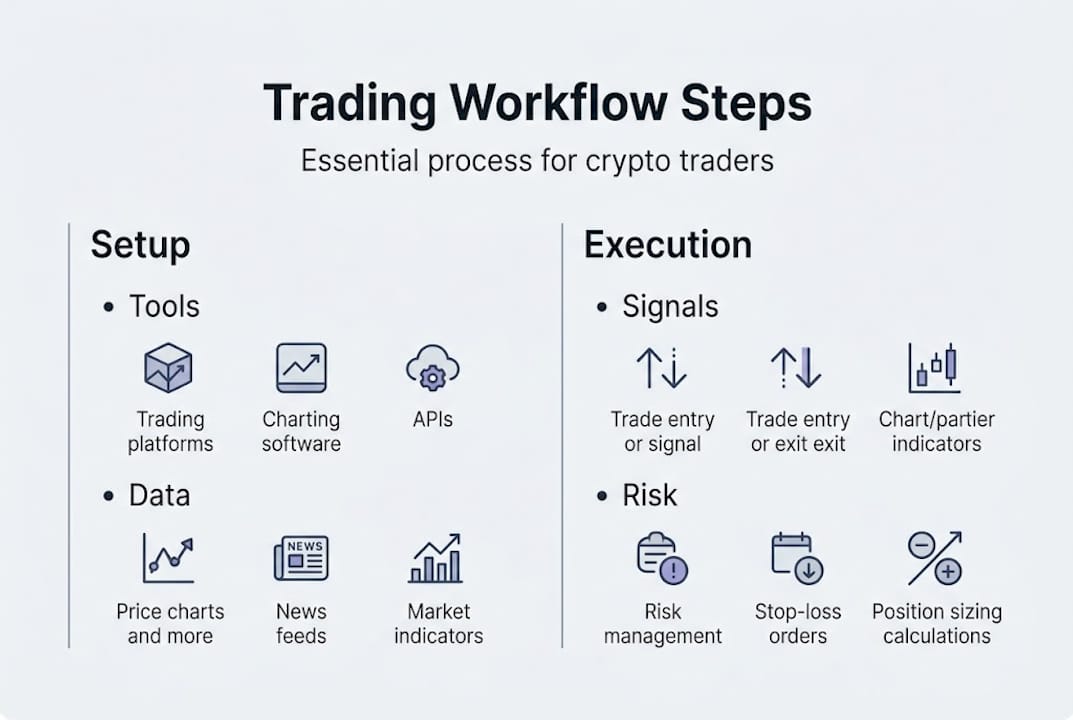 Infographic showing trading workflow steps