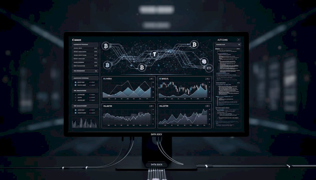 Woman researching Nvidia charts at financial firm desk