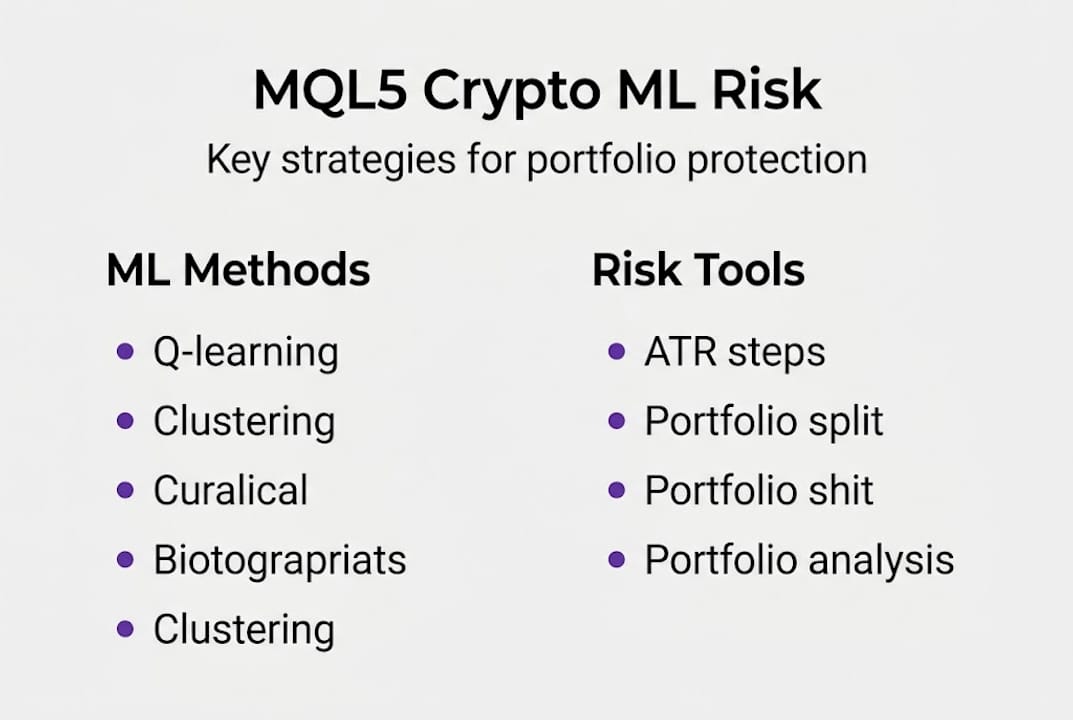 Infographic of MQL5 crypto ML risk strategies