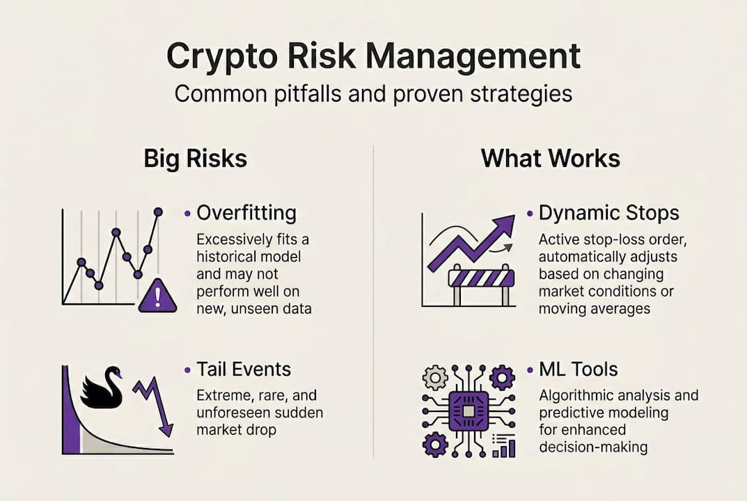Infographic on crypto risk management pitfalls and strategies
