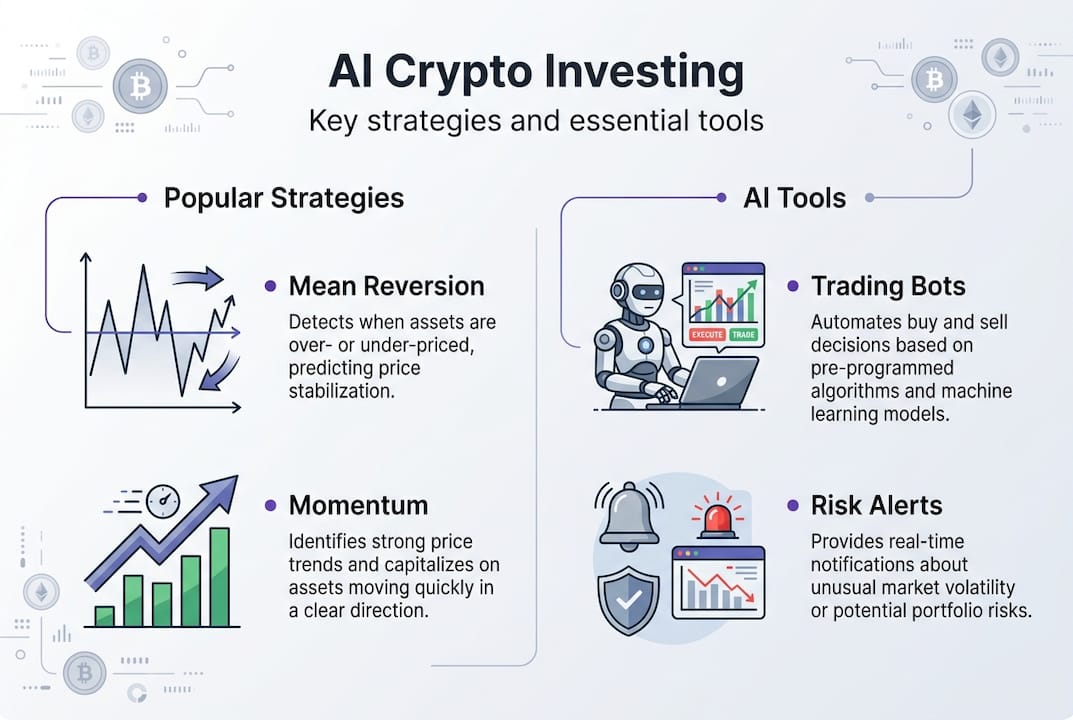 Infographic: AI crypto strategies and tools overview