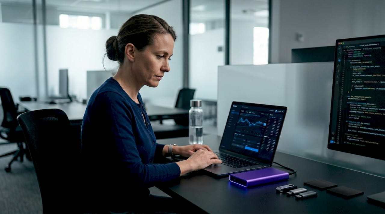 Analyst preparing data for trading bot setup