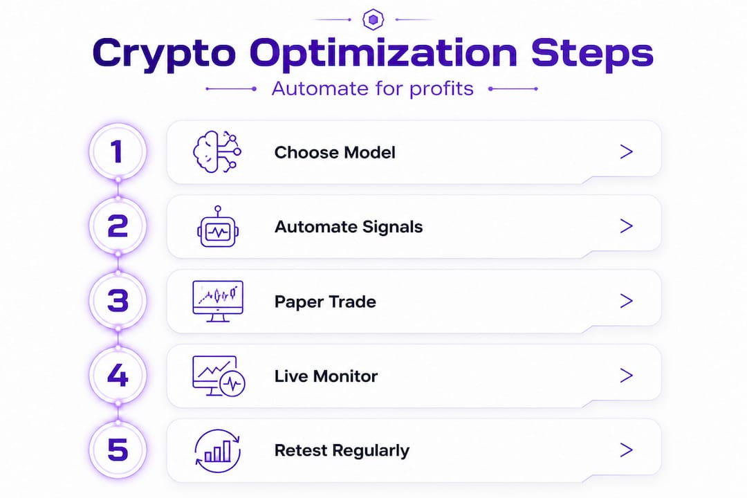 Vertical infographic showing crypto optimization process steps