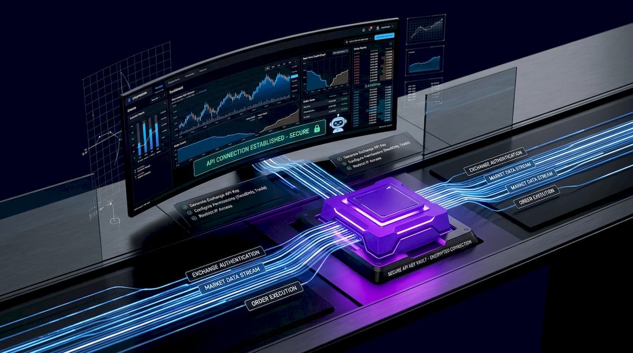 Woman setting up crypto exchange API
