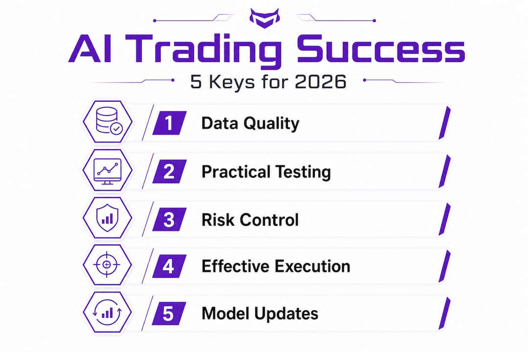 Infographic showing five AI crypto trading tips
