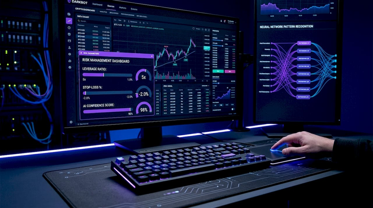 Crypto trader setting risk limits at kitchen table