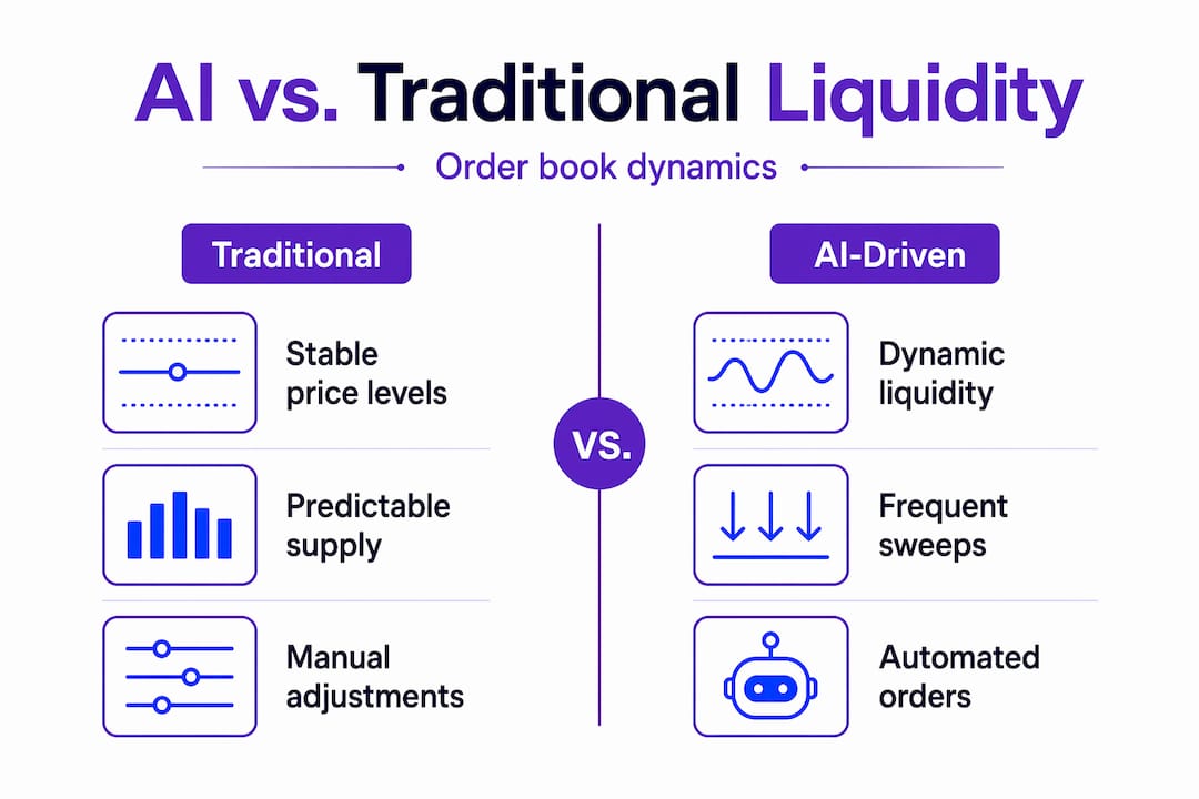 Infographic comparing AI and traditional liquidity