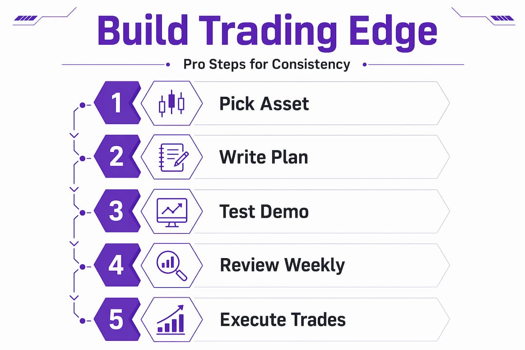Infographic showing steps to build trading edge