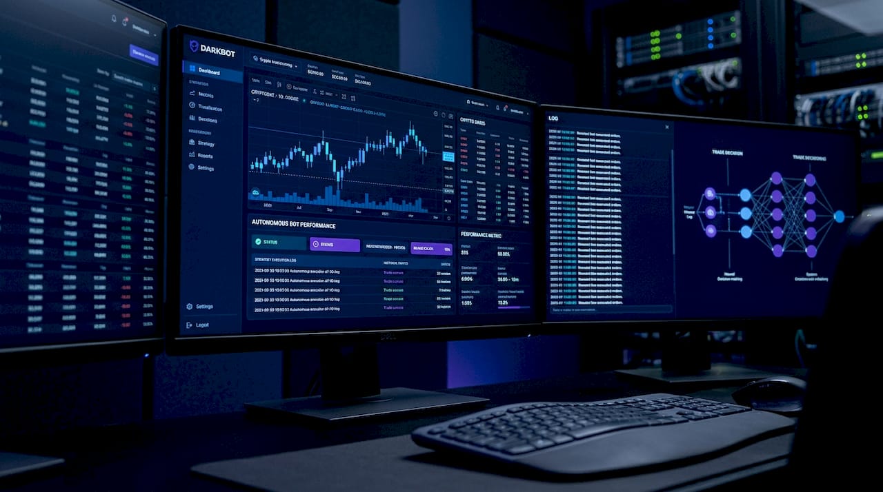 Woman using automated crypto trading software