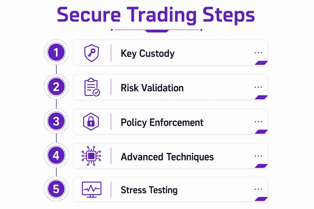 Infographic illustrating key steps in secure crypto trading
