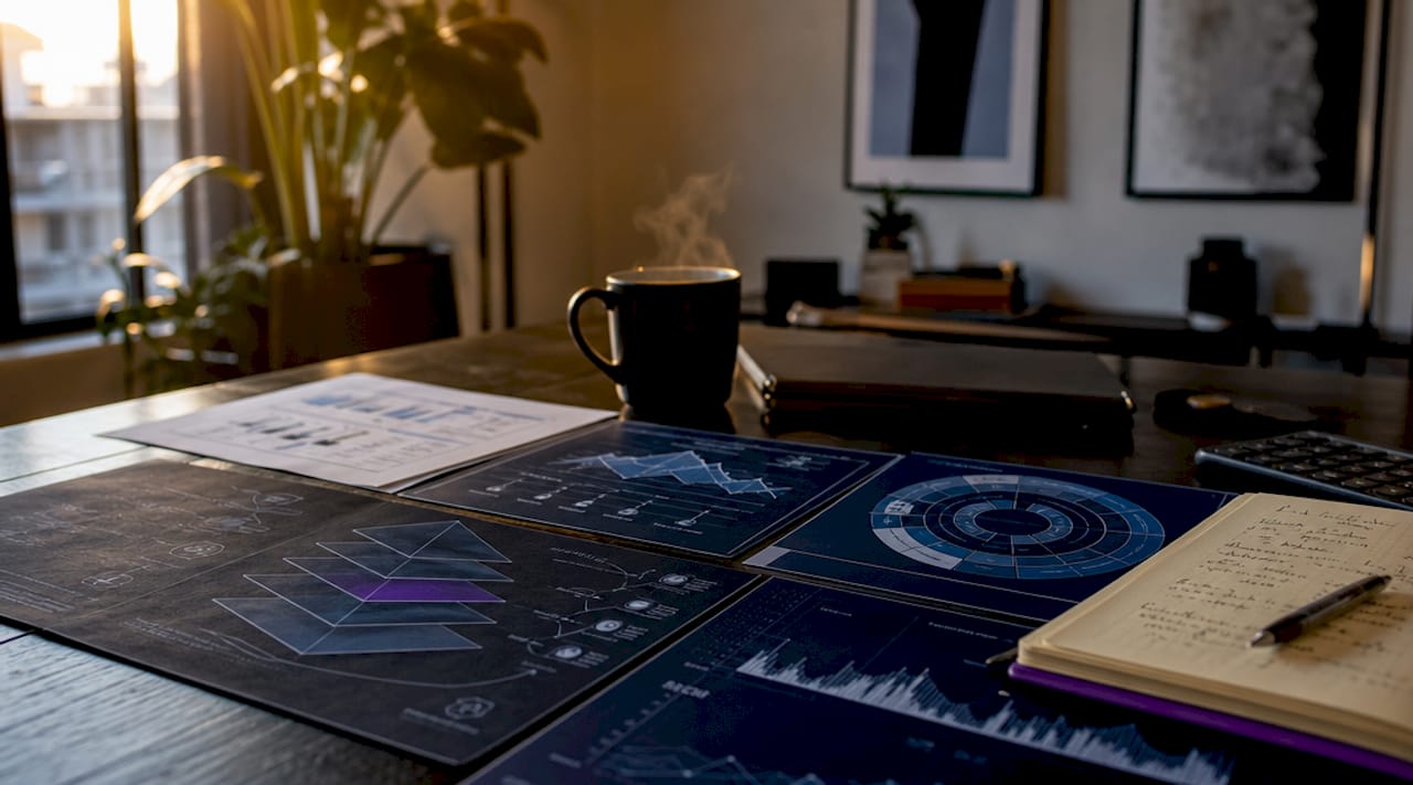 Hands organizing crypto risk management documents