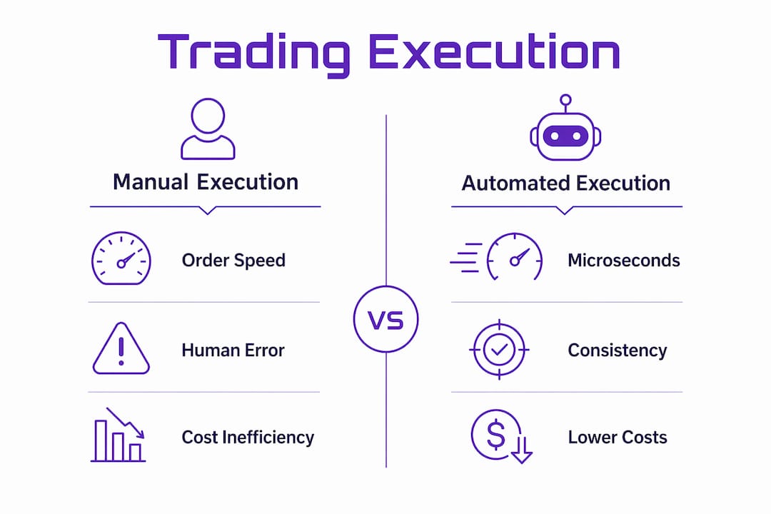 Infographic comparing manual vs automated trading