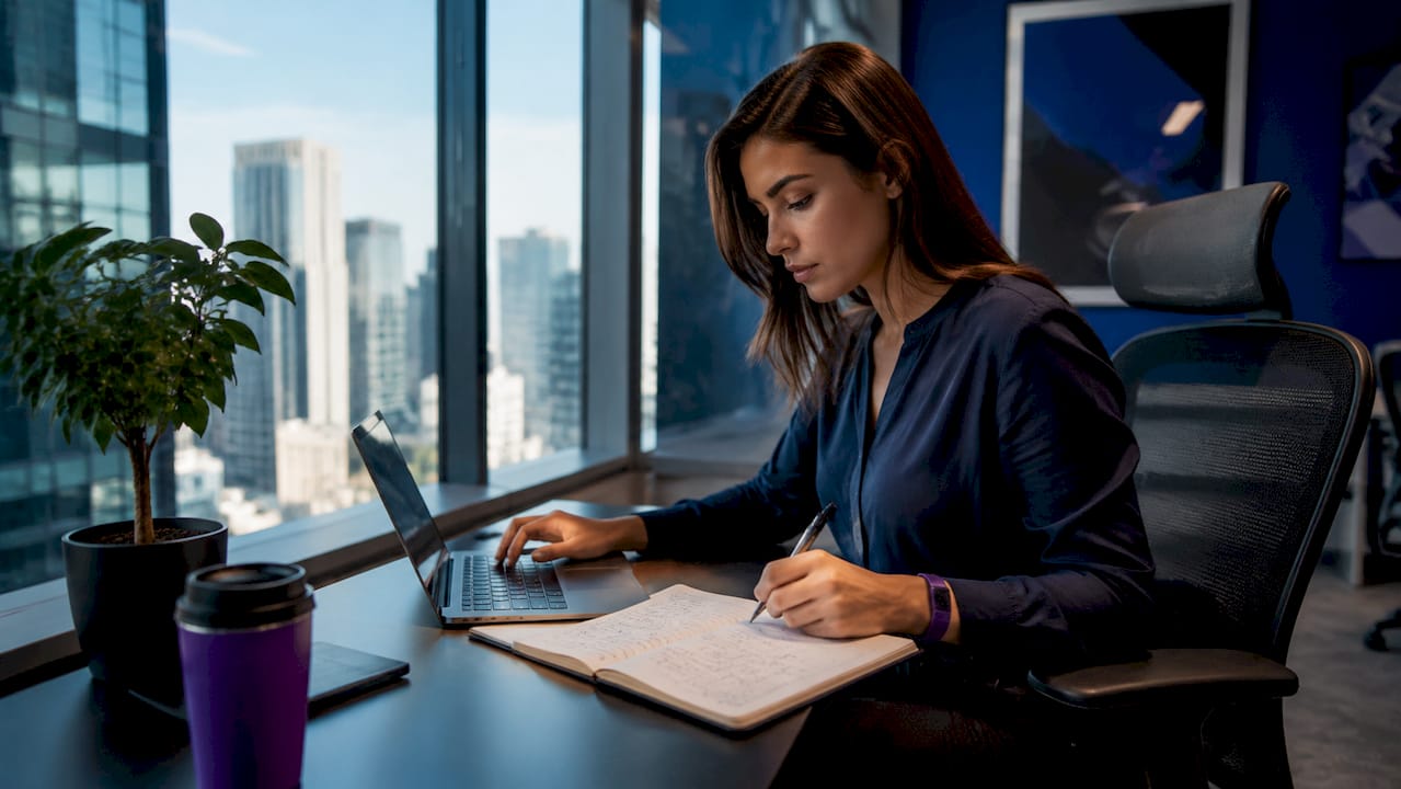 Analyst working on predictive crypto analytics at home