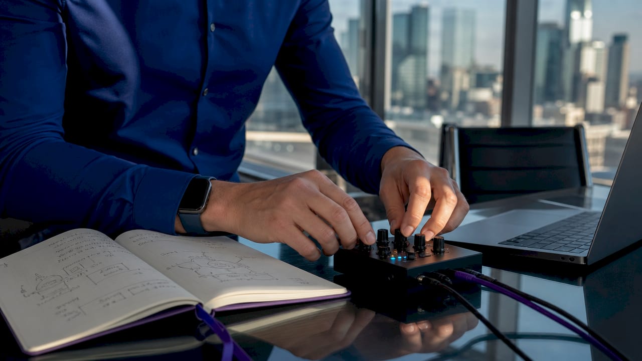 Hands adjusting energy monitor device