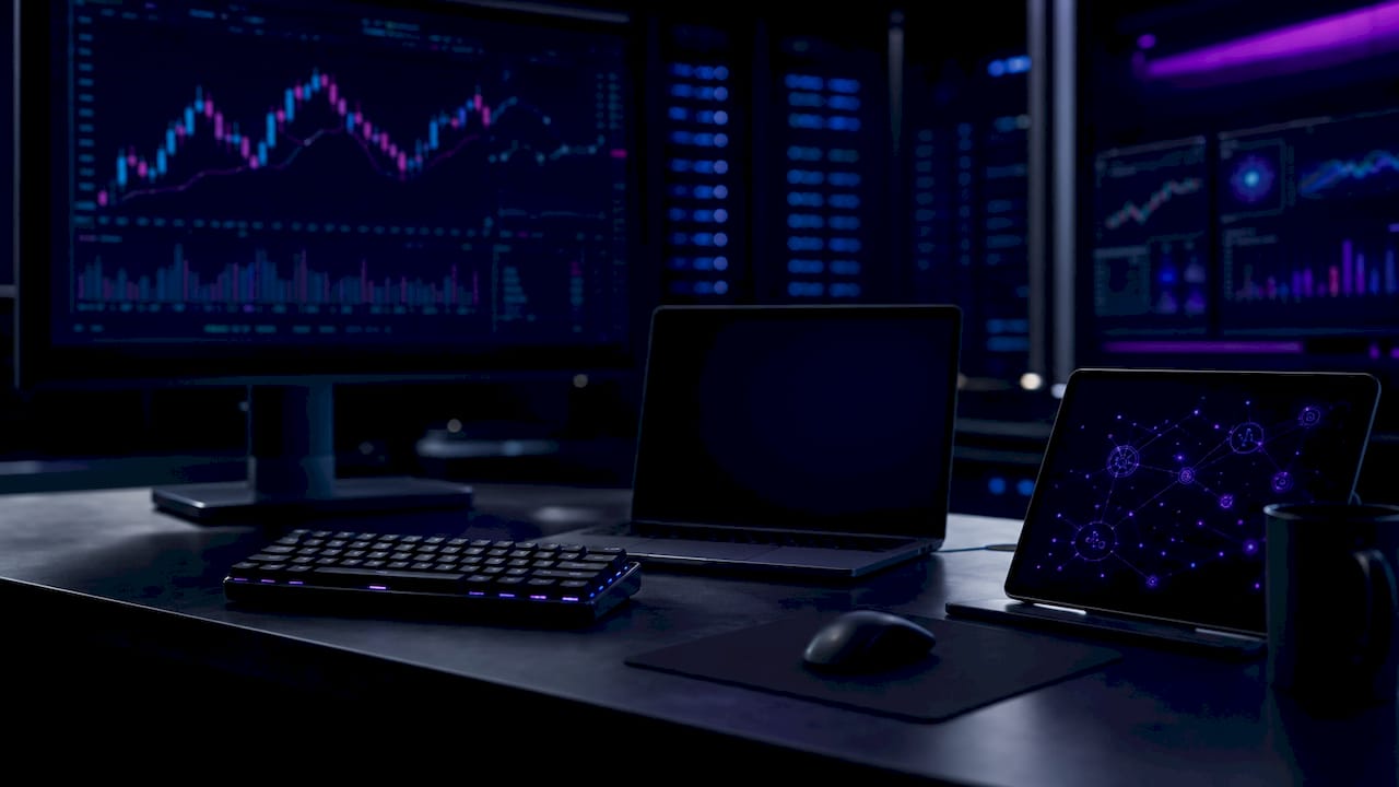 Developer working on AI blockchain code