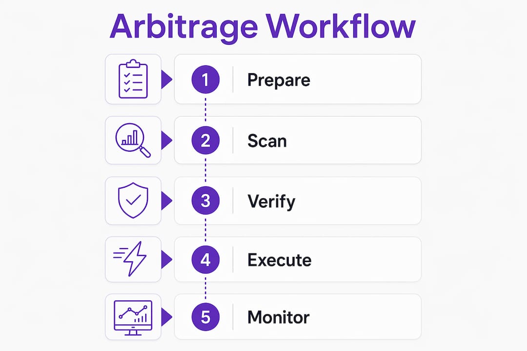 Infographic of arbitrage workflow steps