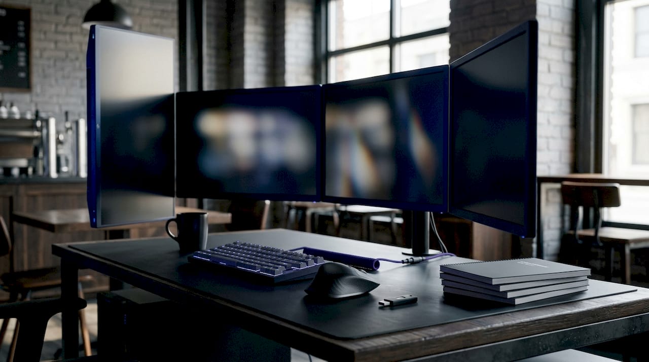 Tech workspace focused on crypto bot security systems