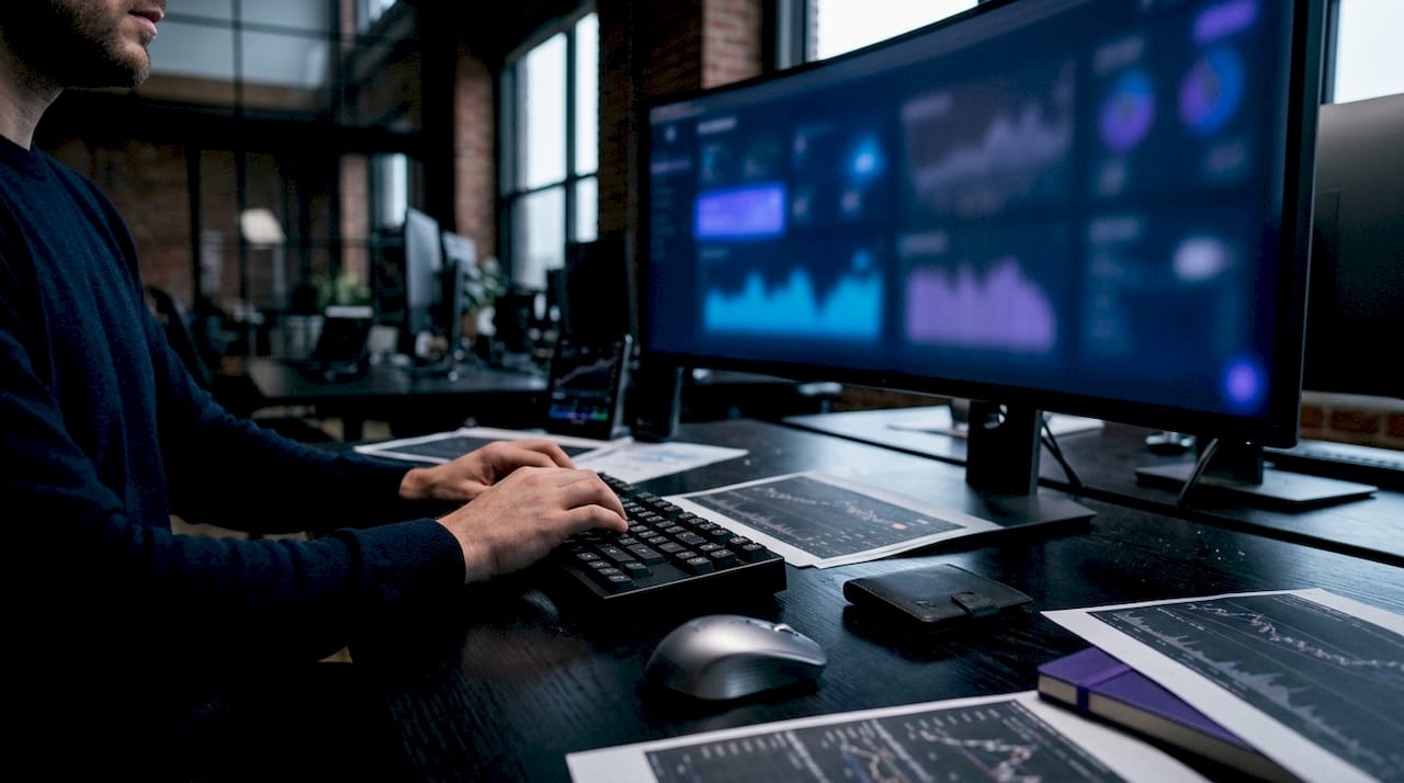 Trader interacting with AI crypto dashboard