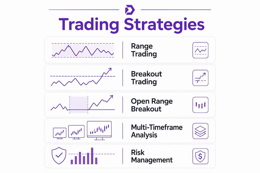 Infographic showing intraday crypto trading strategies