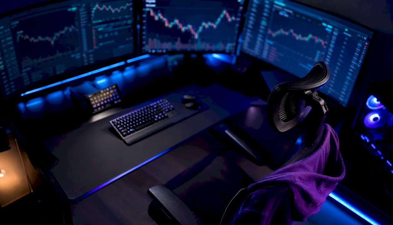 Close-up of crypto trading dashboard analytics