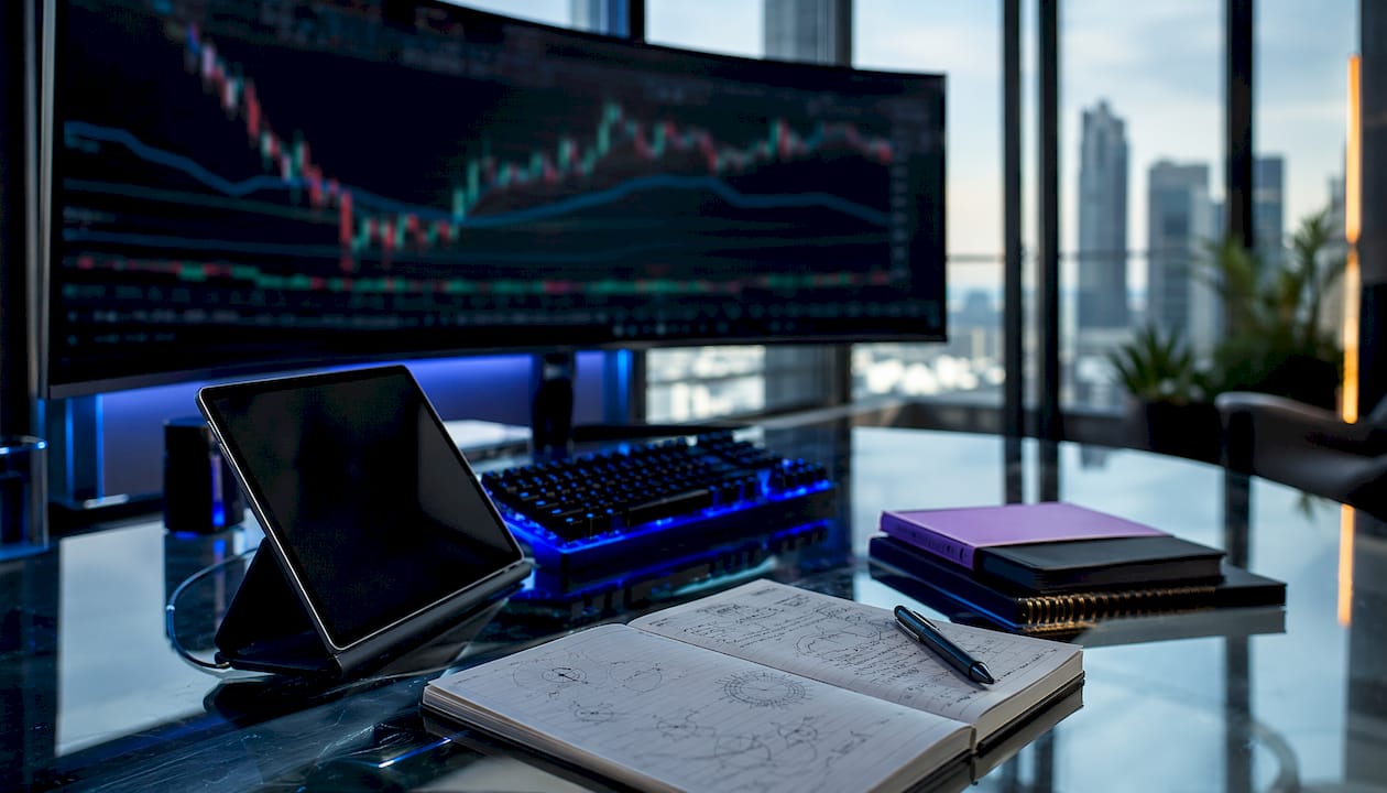Crypto trading dashboard in fintech workspace