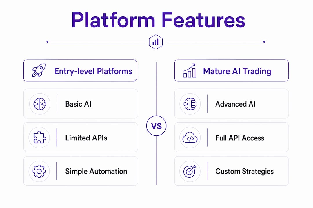 Comparison infographic of AI trading platforms