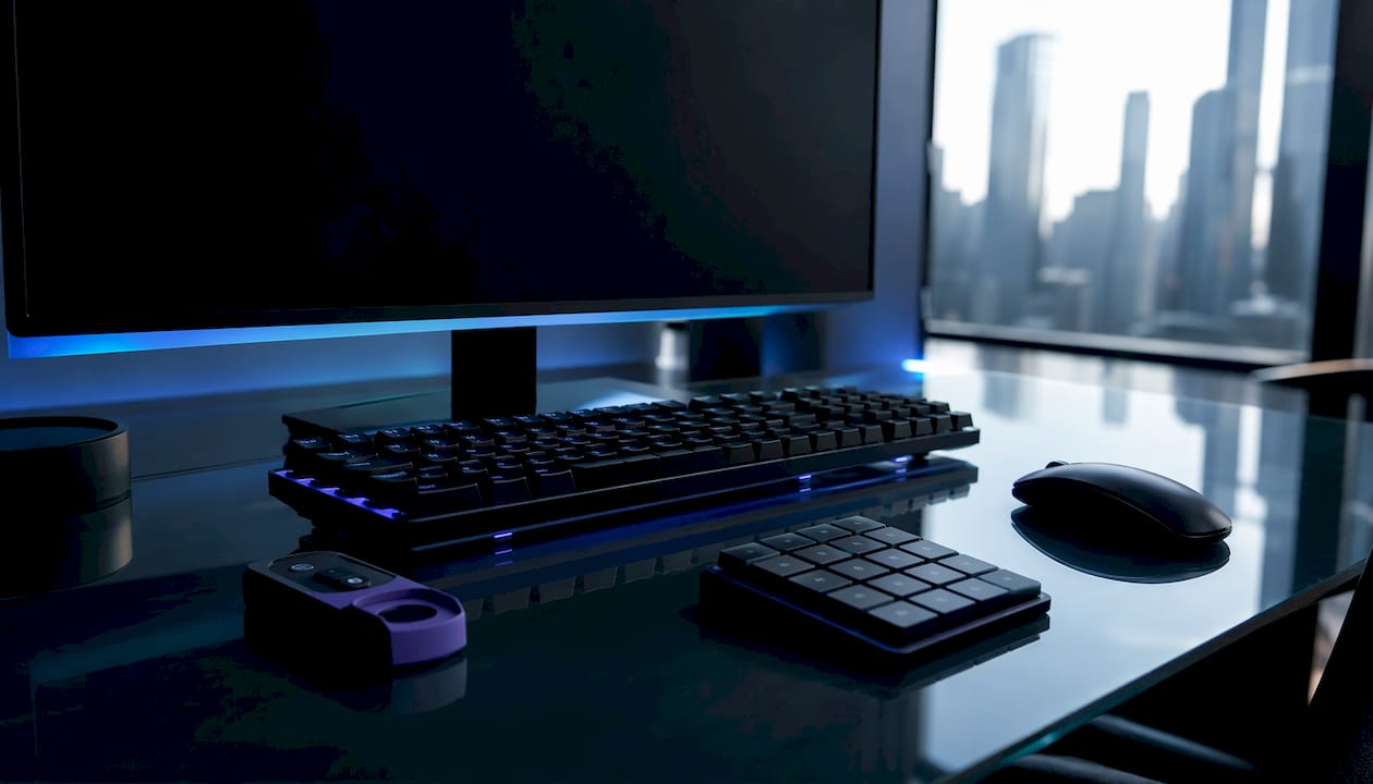 Close-up of trading desk with crypto automation tools