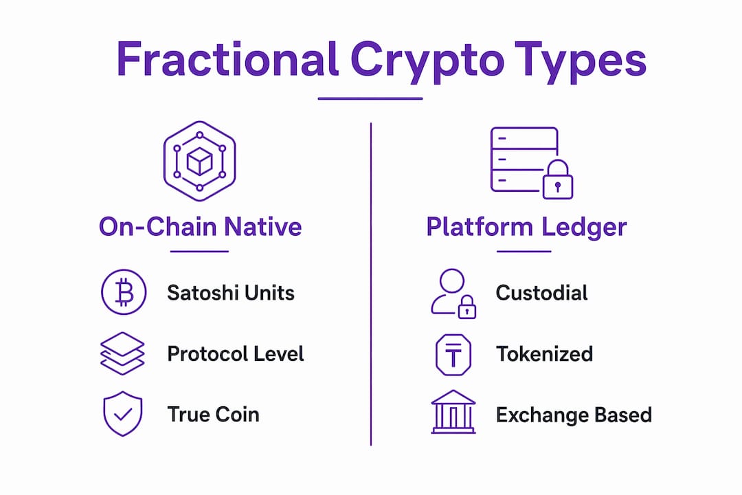 Infographic comparing fractional crypto types