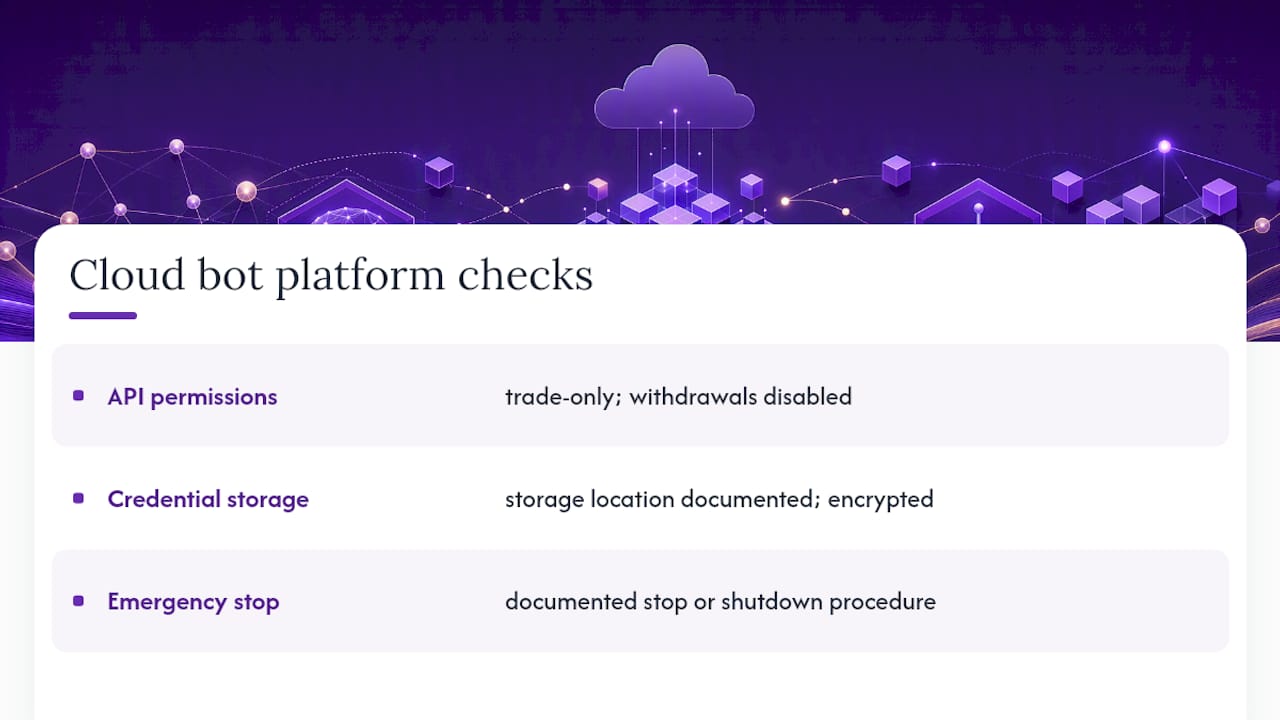 Diagram comparing cloud crypto bot platform security features