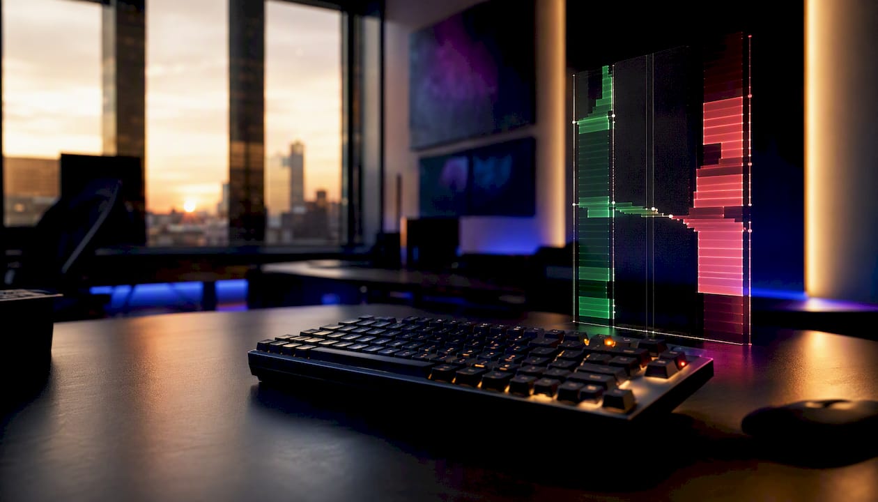 Close-up conceptual trading order book visualization