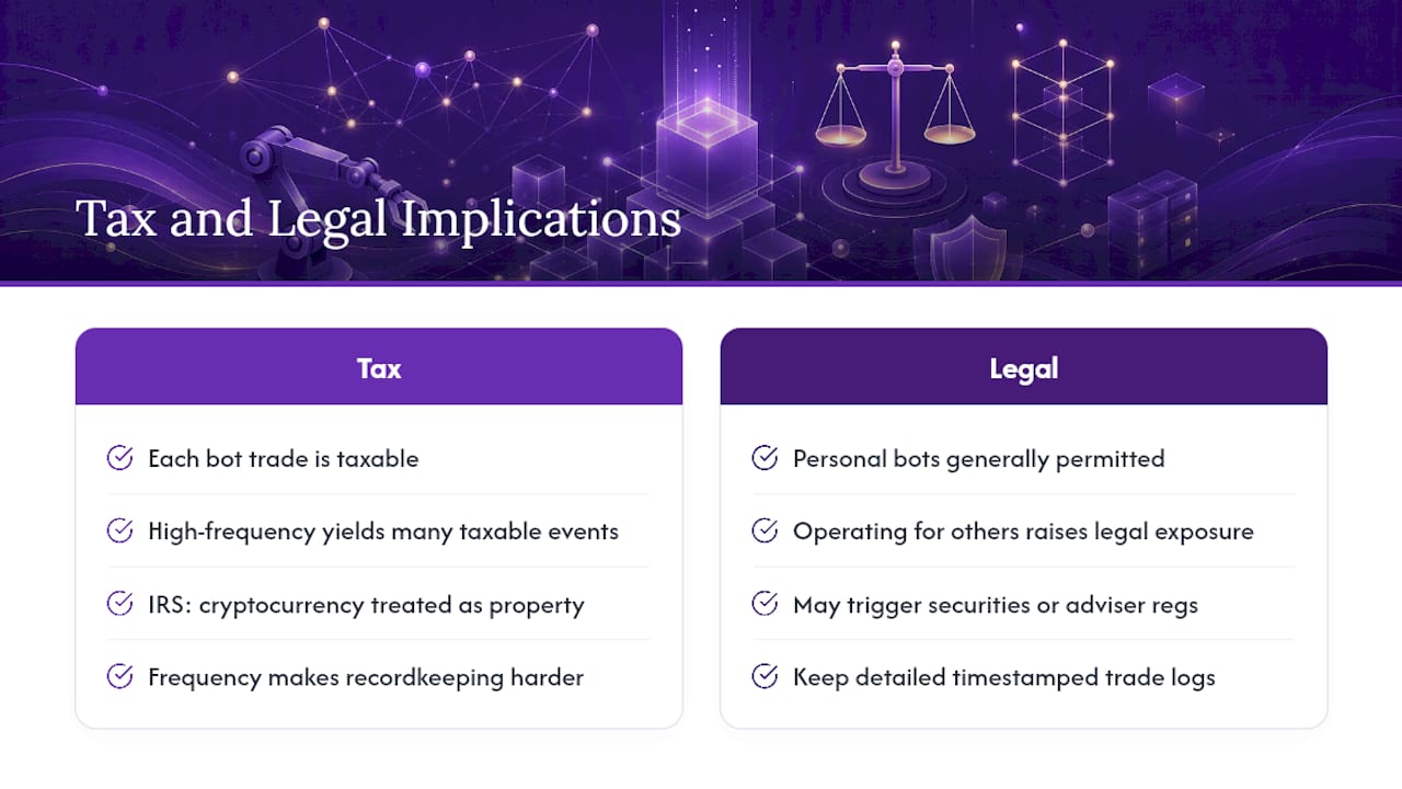 Legal and Tax Implications of Automated Crypto Trading — overview diagram