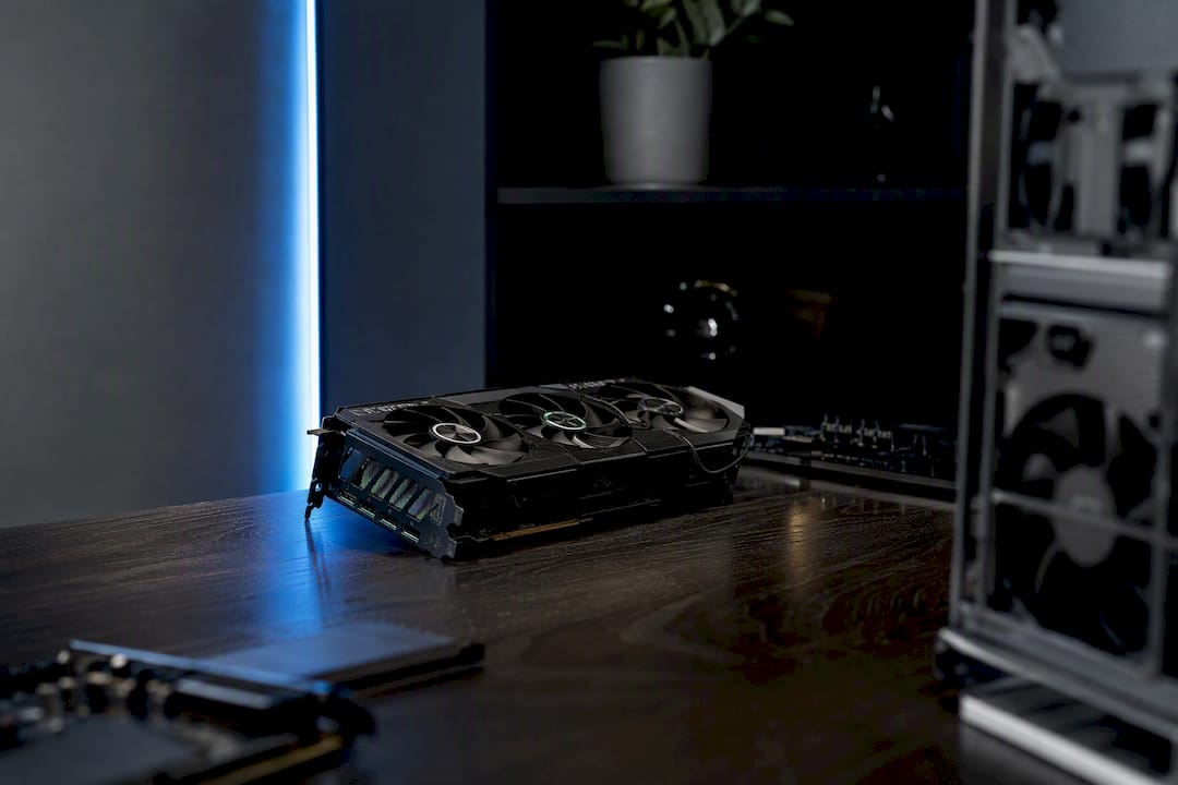 Close-up of crypto trading hardware setup