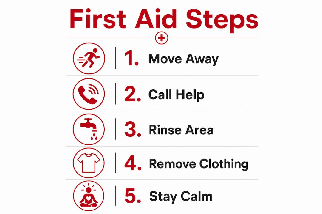 Infographic of acid attack first aid steps
