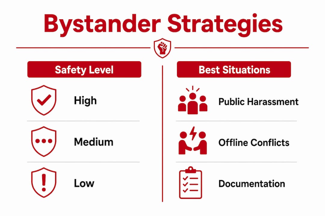 Infographic comparing bystander intervention methods