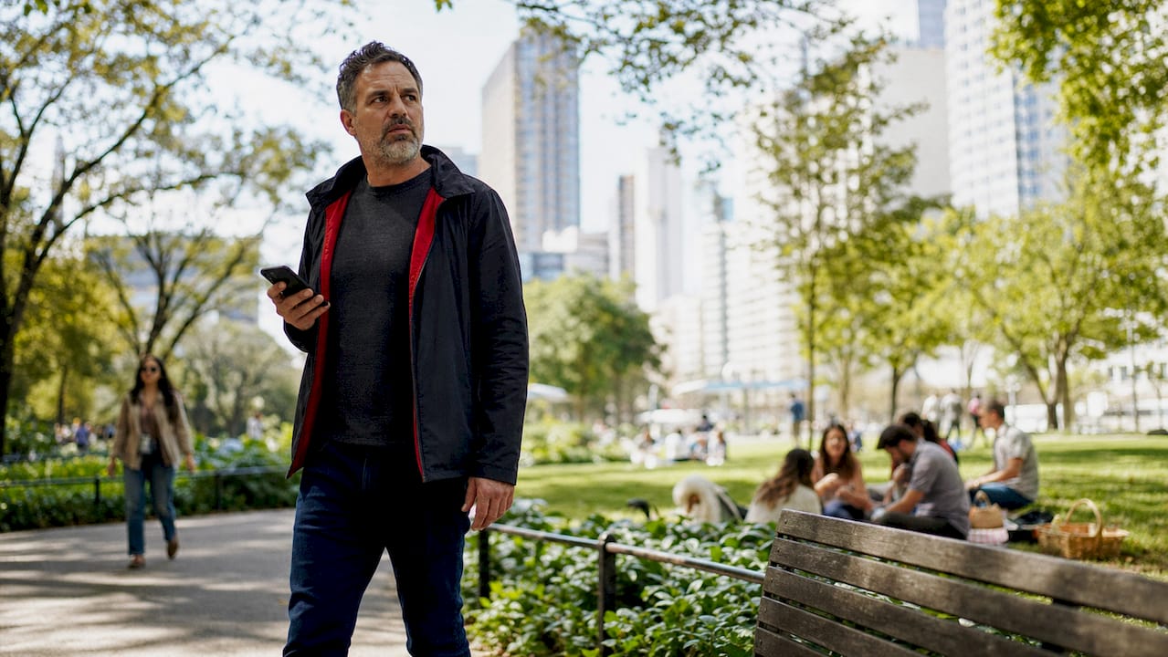 Man demonstrating situational awareness outdoors
