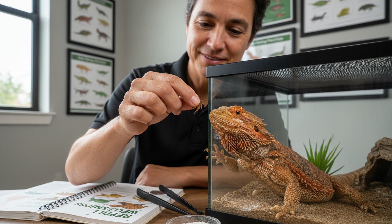hand feeding bearded dragon