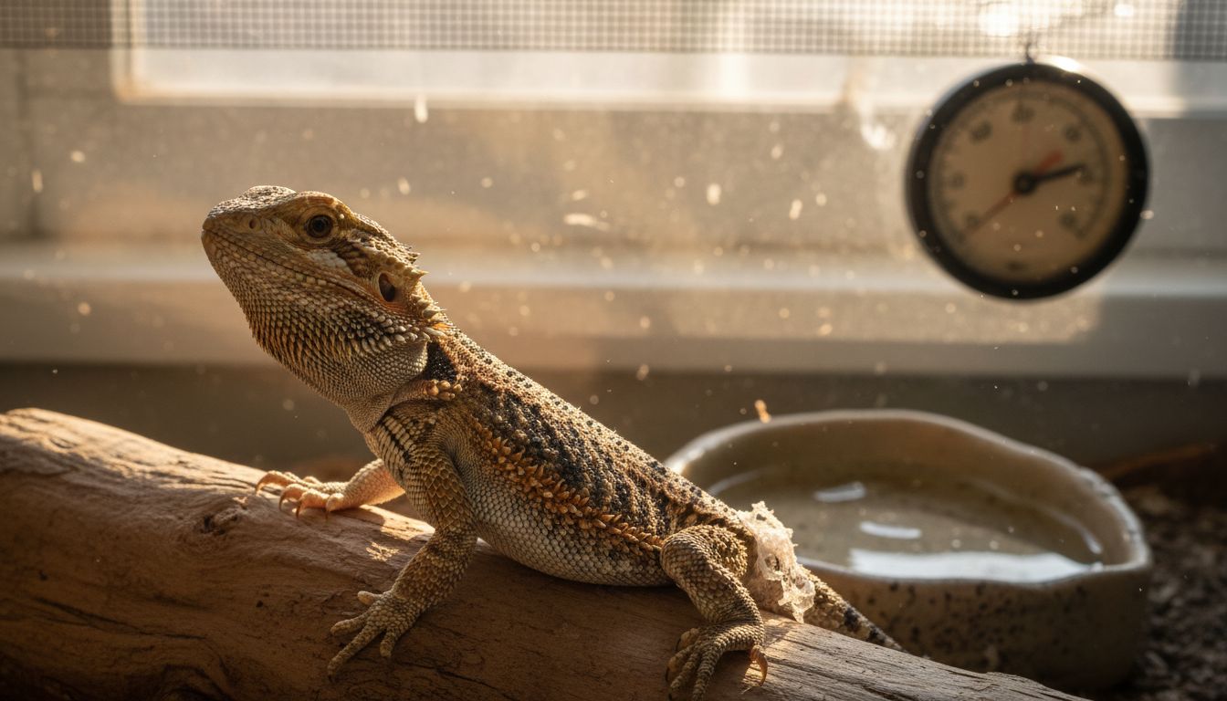Closeup of stress marks on bearded dragon